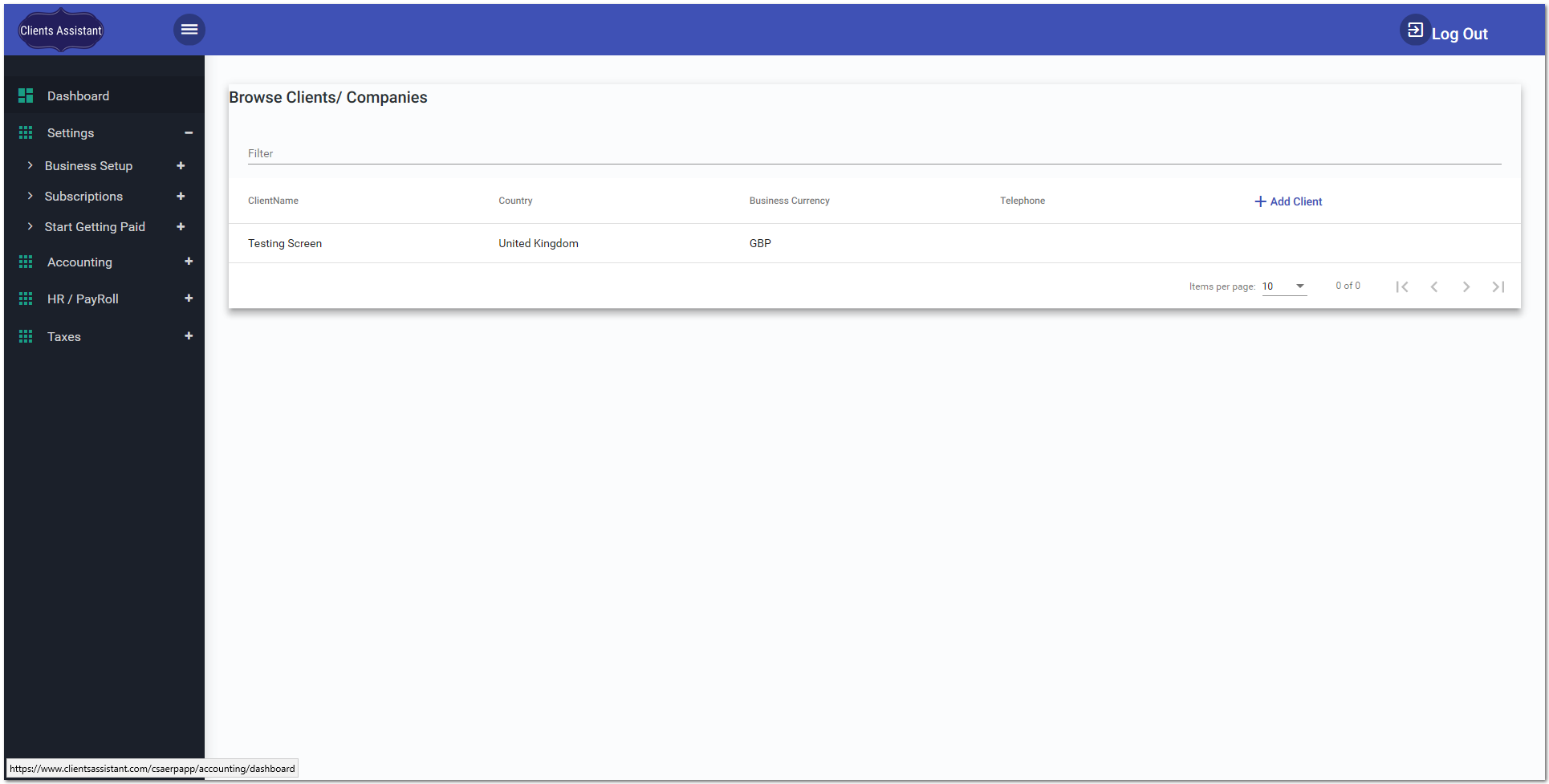 1. Client area